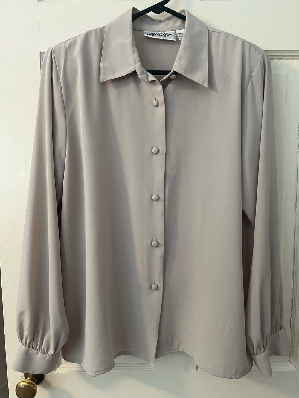Yves St. Clair Soft Taupe Button-Down Blouse